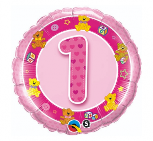 1 year, pink, round