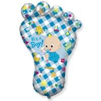 Фольгированный шар, детская ножка «It's a boy», синий