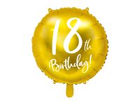 Fooliumist õhupall  "18 BIRTHDAY" kuldne, ümmargune