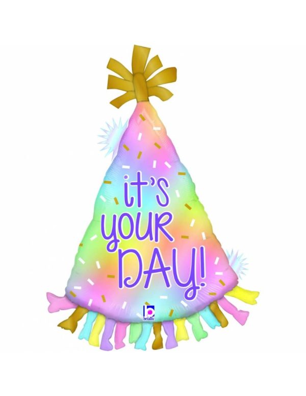 Fooliumist õhupall peomüts «IT'S YOUR BIRTHDAY», opal