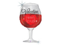 35207H Foil balloon wineglass «VALENTINE, HERE'S TO US!», holographic