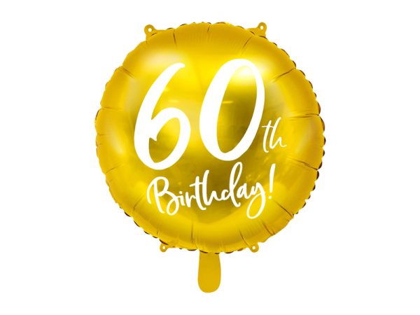 Fooliumist õhupall "60 BIRTHDAY" kuldne, ümmargune