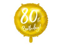 Fooliumist õhupall «80th BIRTHDAY», kuldne, ümmargune
