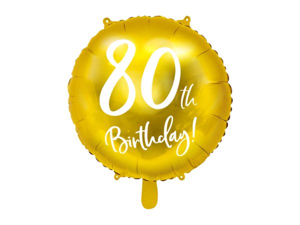 Fooliumist õhupall «80th BIRTHDAY», kuldne, ümmargune