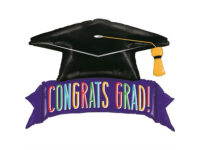 Bakalaureuse-muts-Congrats-Grad-GR-35545-P Fooliumist õhupall «CONGRATS GRAD!»