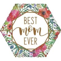 Foil balloon «BEST MOM EVER», with flowers