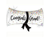 Фольгированный шар диплом  «CONGRATS GRAD!», белый
