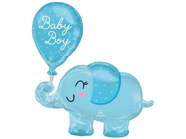 Elevant-baby-boy-sinine Foil balloon «ELEPHANT BABY BOY» blu