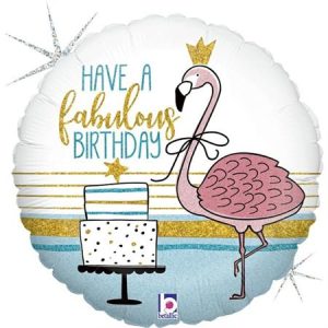 Flamingo-tordiga-Have-a-fabulous-birthday-ummargune-holo-GR-36884GH-P Õhupall «valge metallik»