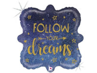 Follow-Your-Dreams-sinine-holograafiline-GR-36949GH-P Fooliumist õhupall «FOLLOW YOUR DREAMS» sinine, holograafiline