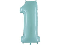 Foil balloon "NUMBER 1" pastel blue