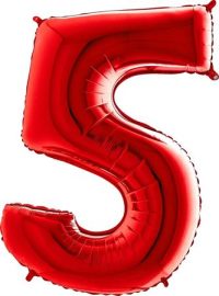 Fooliumist õhupall "NUMBER 5" punane
