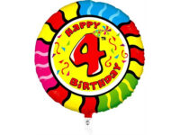 Happy-Birthday-4-ummargune-GR-2144-1WE-P Fooliumist õhupall "HAPPY BIRTHDAY 4" ümmargune