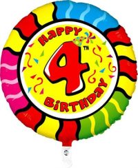 Foil balloon "HAPPY BIRTHDAY 4" round