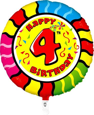 Foil balloon "HAPPY BIRTHDAY 4" round