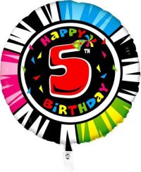 Fooliumist õhupall "HAPPY BIRTHDAY 5" ümmargune