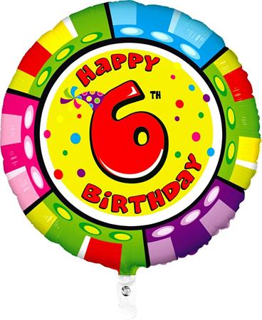 Happy-Birthday-6-ummargune-GR-2146-1WE-P Фольгированный шар "HAPPY BIRTHDAY 6" круглый