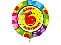 Happy-Birthday-6-ummargune-GR-2146-1WE-P Fooliumist õhupall "HAPPY BIRTHDAY 6" ümmargune