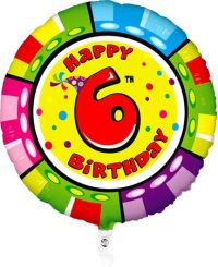 Fooliumist õhupall "HAPPY BIRTHDAY 6" ümmargune