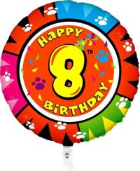 Foil balloon "HAPPY BIRTHDAY 8" round