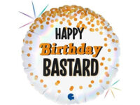 Фольгированный шар «Happy Birthday Bastard» круглый, голографический