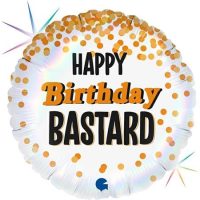Fooliumist õhupall «Happy Birthday Bastard», ümmargune, holograafiline