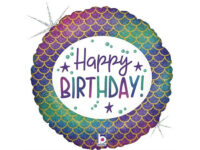 Happy-Birthday-ummargune-merineitsi-mustriga-GR-36854GH-P «Happy Birthday» round, mermaid pattern