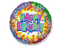 Fooliumist õhupall «Happy Birthday», ümmargune, värviline