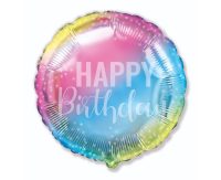 Фольгированный шар «Happy Birthday», радужный, круглый