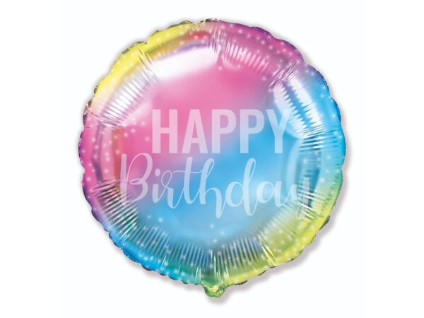 Foil balloon «Happy Birthday», rainbow, round