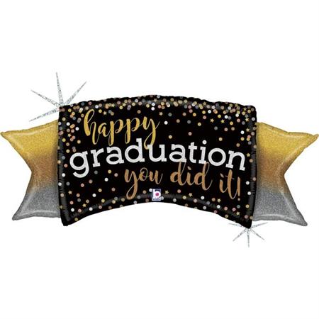 Foil balloon «HAPPY GRADUATION YOU DID IT!» black