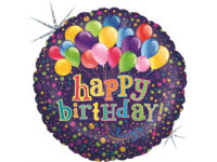 «Happy birthday», õhupallid, ümmargune, holograafiline
