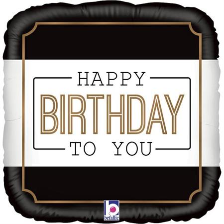 Фольгированный шар «HAPPY BIRTHDAY TO YOU» черно-белое