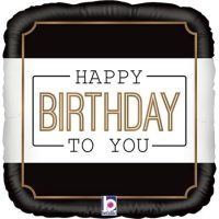 Fooliumist õhupall «HAPPY BIRTHDAY TO YOU», must-valge