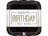 Foil balloon  «HAPPY BIRTHDAY TO YOU» black and white