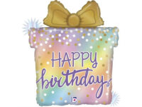 Foil balloon present «HAPPY BIRTHDAY!», opal
