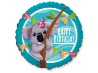 Koala-Happy-Birthday-ummargune-401603 Fooliumist õhupall, koala «Happy Birthday», ümmargune