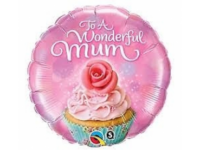 Cake with rose «To a Wonderful Mum», round, pink