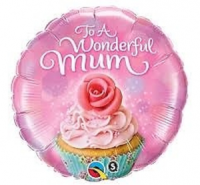 Cake with rose «To a Wonderful Mum», round, pink