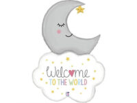 Fooliumist õhupall kuu ja pilveke «WELCOME TO THE WORLD»