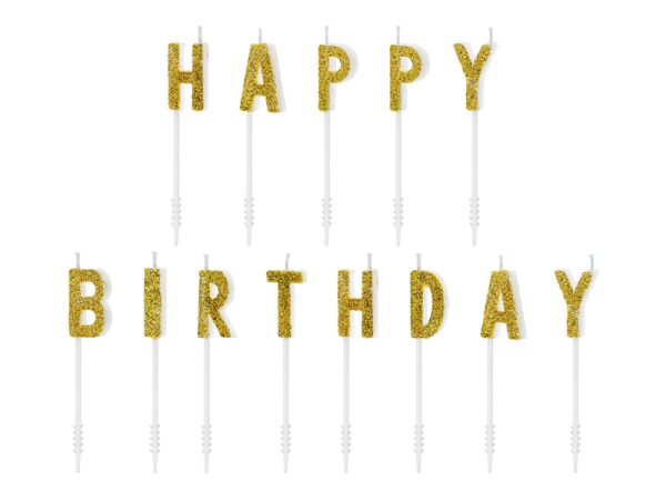 Küünlad "HAPPY BIRTHDAY" kuldne