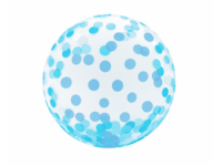 Transparent balloon with light blue confetti