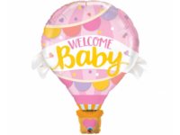 Lendav-ohupall-Welcome-Baby-roosa-QL-78656 Fooliumist õhupall «WELCOME BABY», roosa