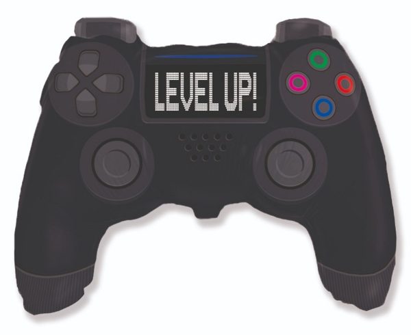 Foil balloon «GAME CONTROLLER LEVEL UP», black