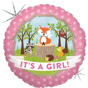 Metsloomad-Its-a-girl-GR-36180H-P Foil balloon "18 BIRTHDAY" golden, round