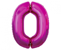 Fooliumist õhupall "NUMBER 0" fuksia