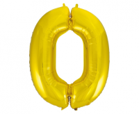 Foil balloon "NUMBER 0" gold