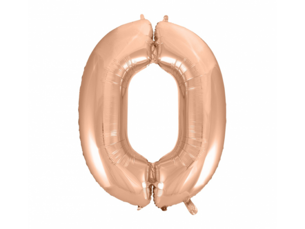 Foil balloon "NUMBER 0" pink-gold