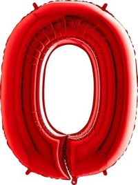 Foil balloon "NUMBER 0" red