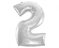 Fooliumist õhupall "NUMBER 2" hõbe